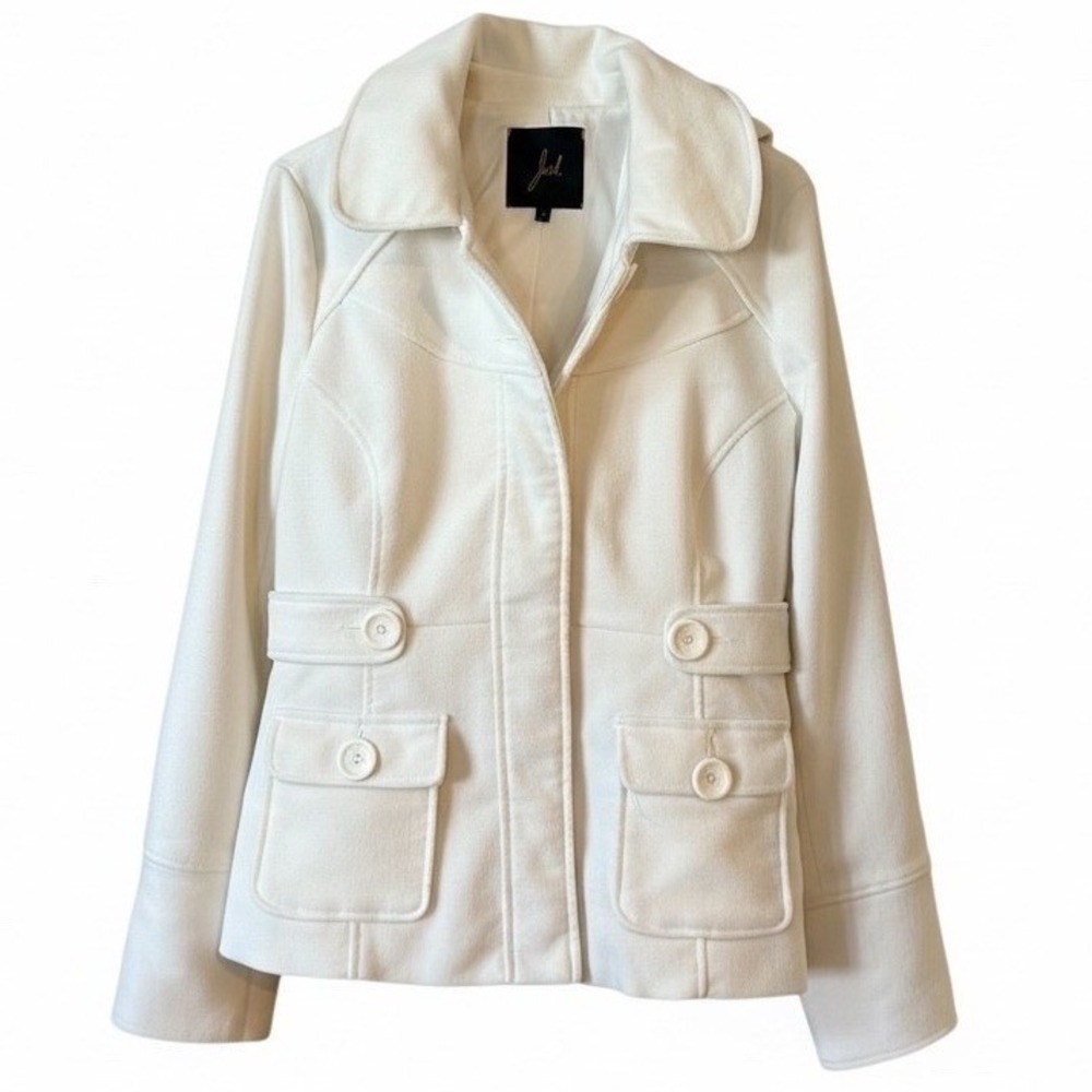 Jack by BB Dakota Womens Cream White Hooded Peacoat Jacket Large - Fits Like Med